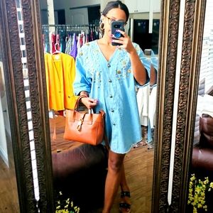 Vintage 80s Monique Fashion Bedazzled Jean Top Size 1X